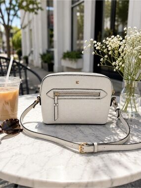 Liz Claiborne White Crossbody Camera Bag Pebbled Faux Leather NWT